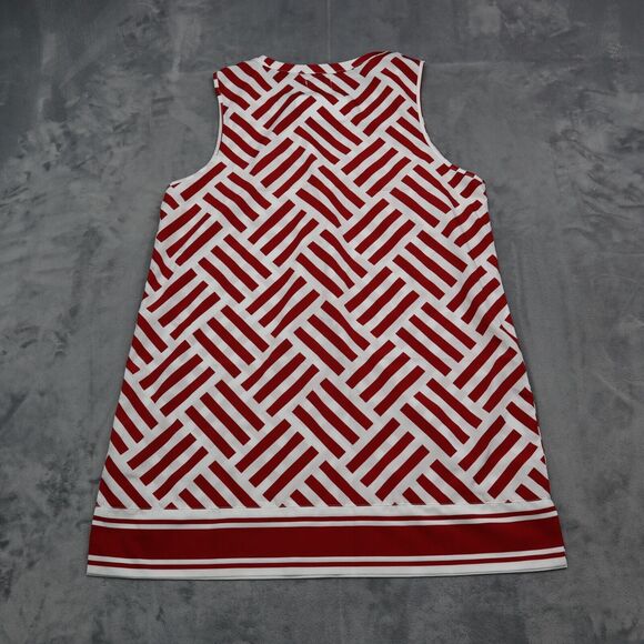 Mud Pie Shirt Womens M Red White Sleeveless Button Polyester Geometric Blouse - Picture 12 of 16